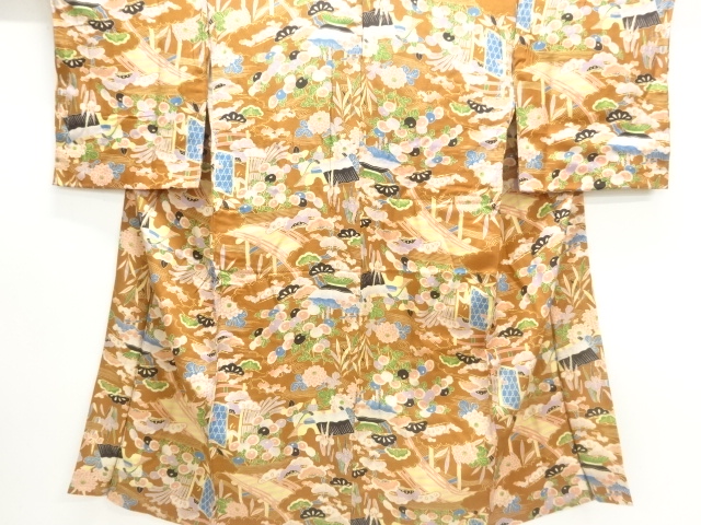 アンティーク　橋に松菊模様長襦袢